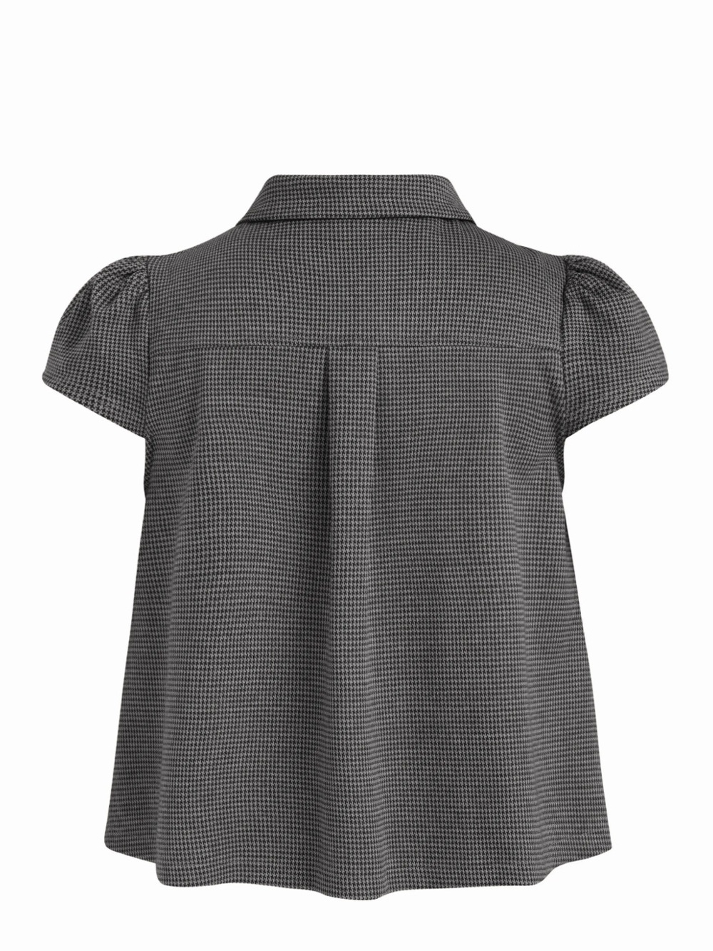 NWT CIDER PETER PAN COLLAR HOUNDSTOOTH BUTTON SHORT SLEEVE BLOUSE - Picture 6 of 11